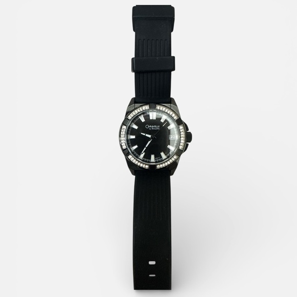 Caravelle by Bulova Black Watch with Crystal Accents